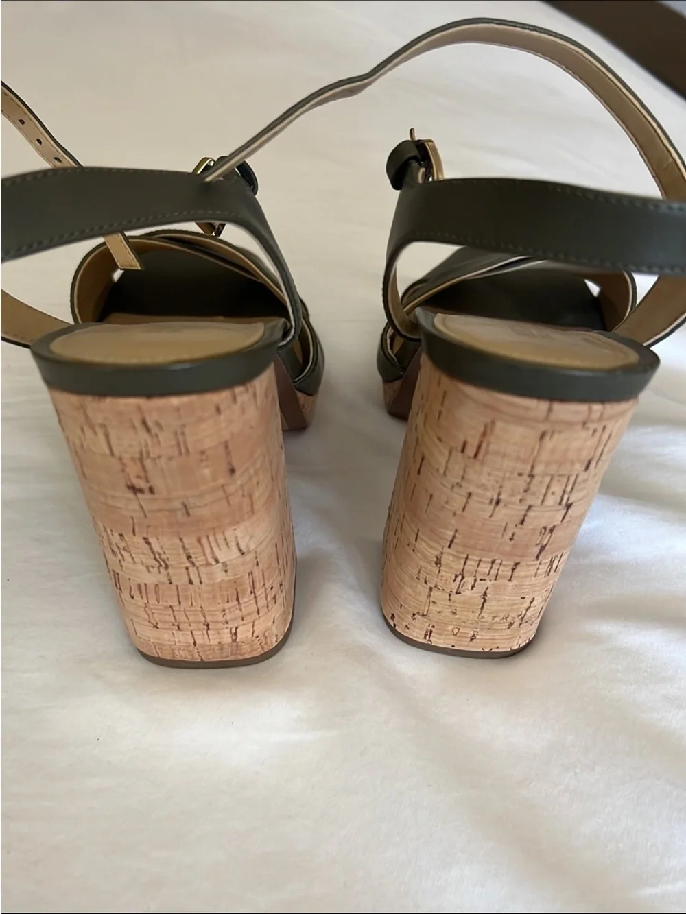MICHAEL Michael Kors Olive Green Leather Cross-Strap Heels